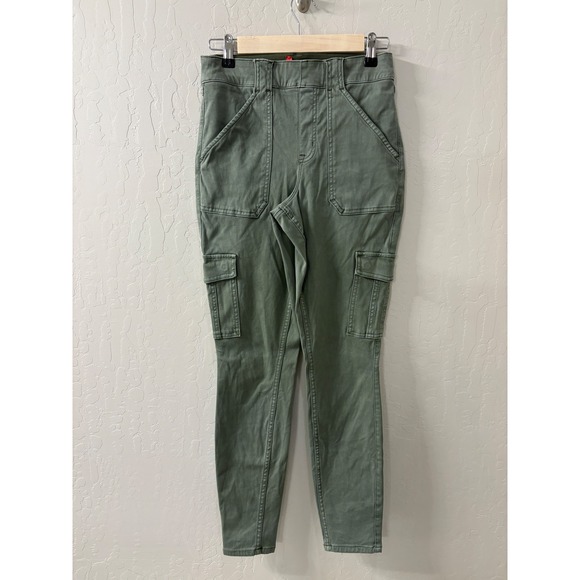 Spanx Twill‎ Skinny Cargo Pants Olive Green Pull On Utility Style Size M - Picture 1 of 7